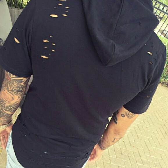 Black Ripped Detailing Hoodie - Picture 2 of 2