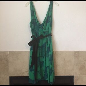 Anthropologie watercolor turtle green dress