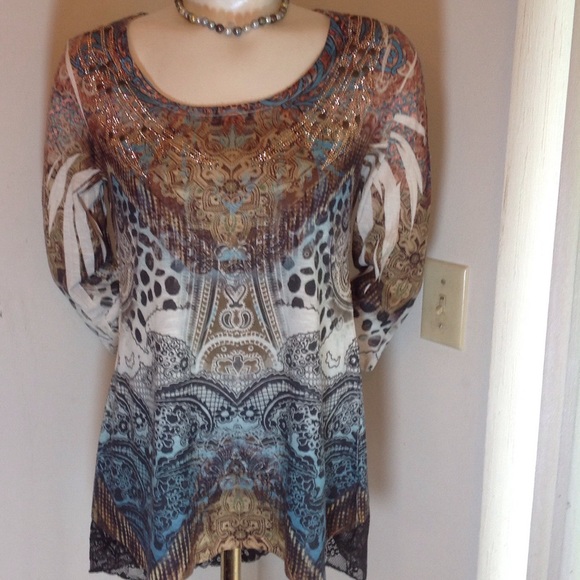 Style & Co. Tops - MULTI COLOR TOP WITH EMBELLISHMENTS