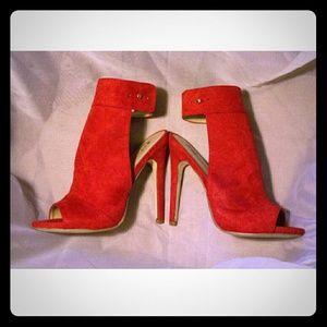 Red Peep toe Booties