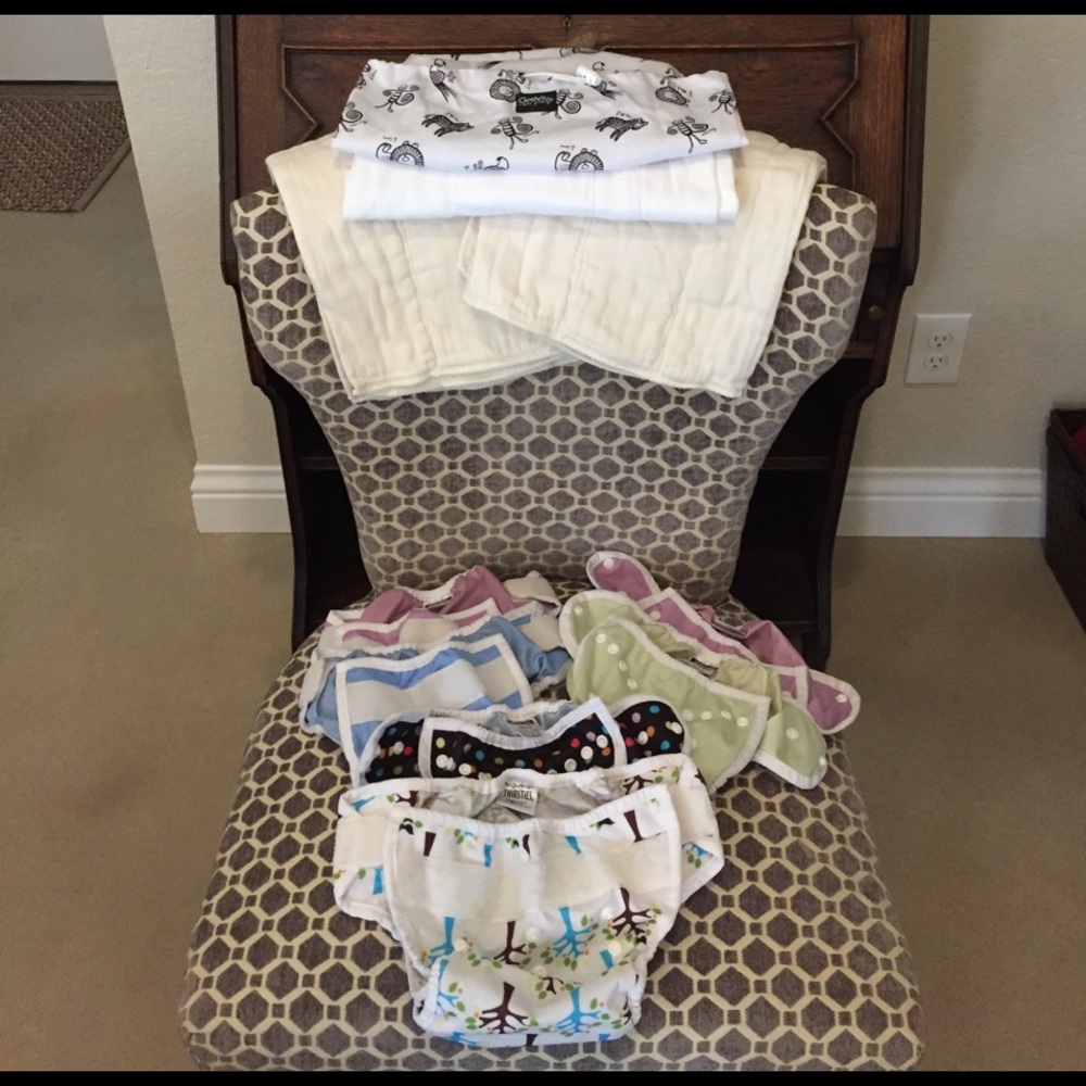 CLOTH DIAPERS SET! 5 Covers 9 organic cloths (+++)