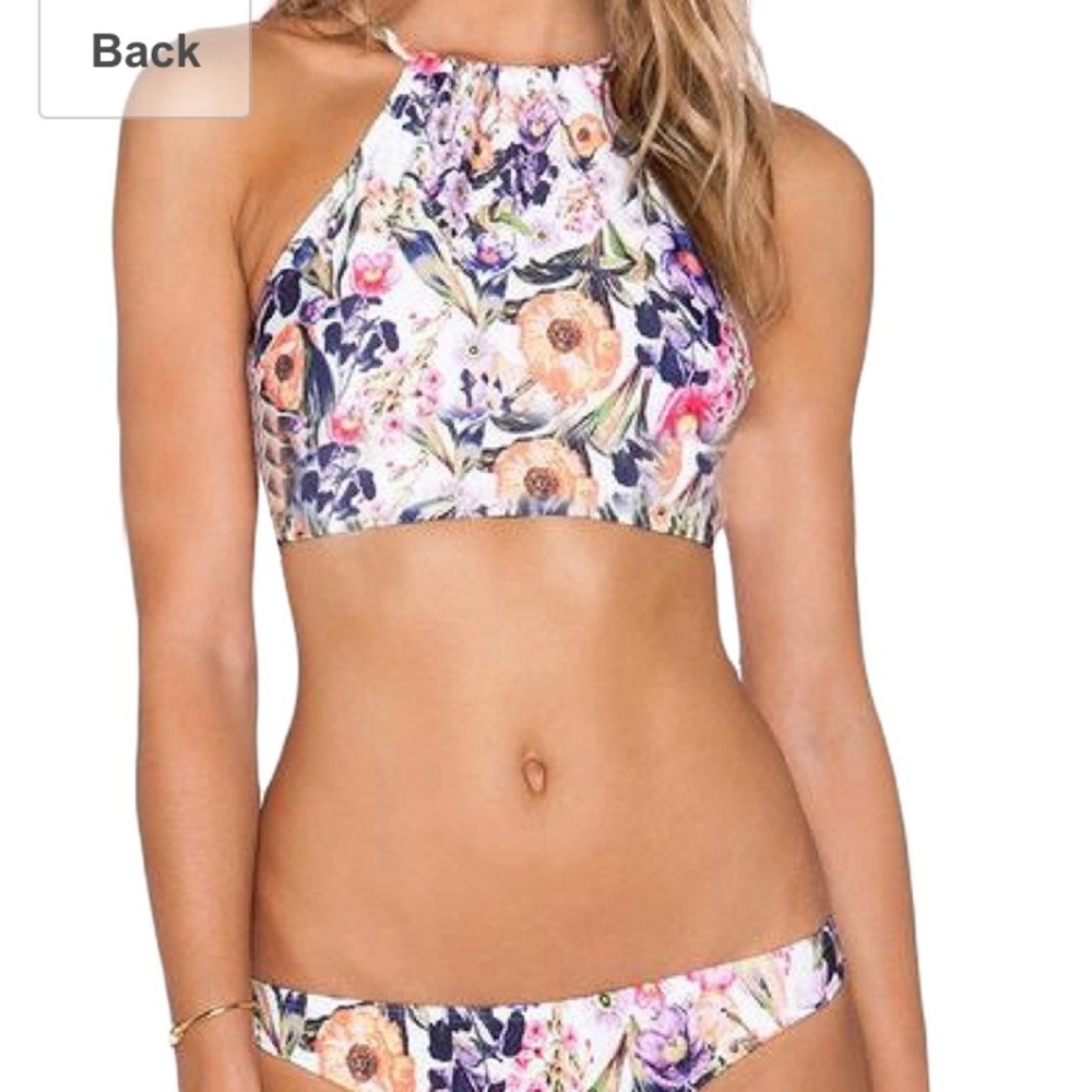White/ Floral High neck bikini!