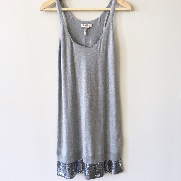 BCBGeneration✨ Grey Tank Dress with Silver Sequins - Picture 1 of 4