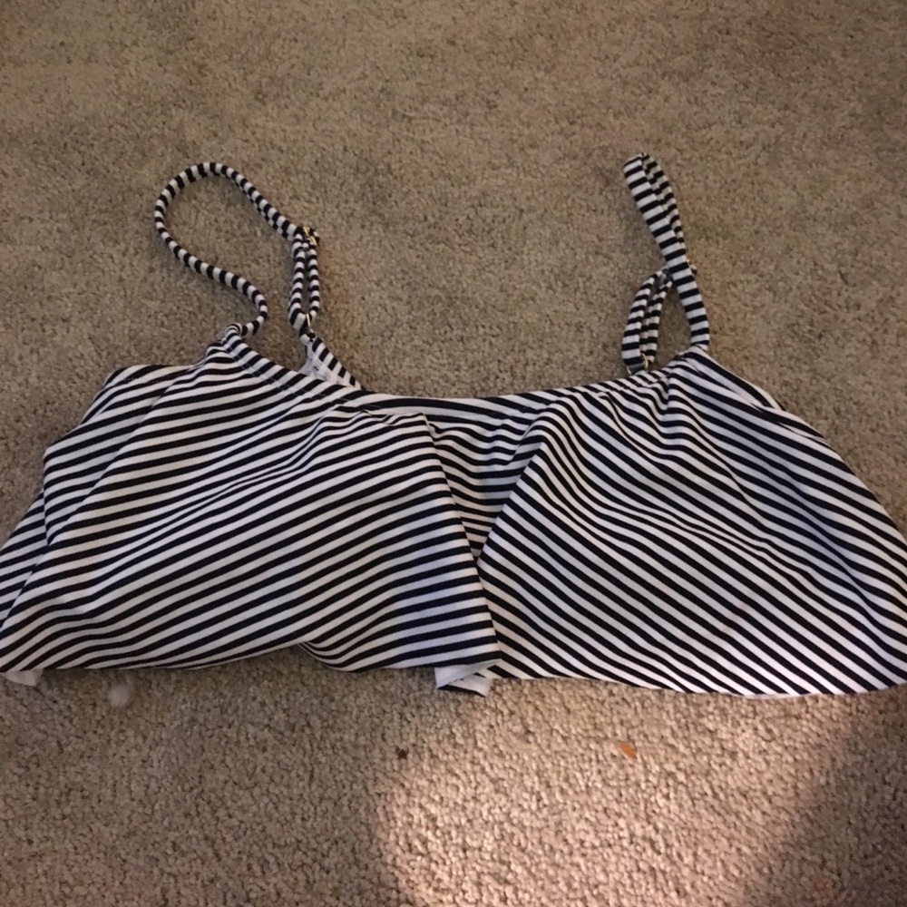 Navy blue pin stripe bathing suit top