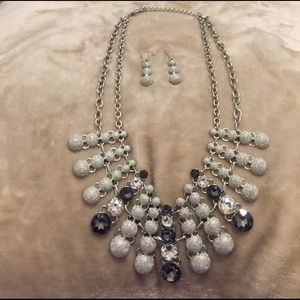 Crystal and gray statement necklace
