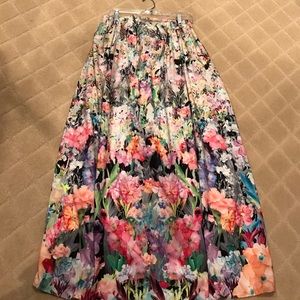 Anthropologie Colorful Graphic Floral Maxi Skirt