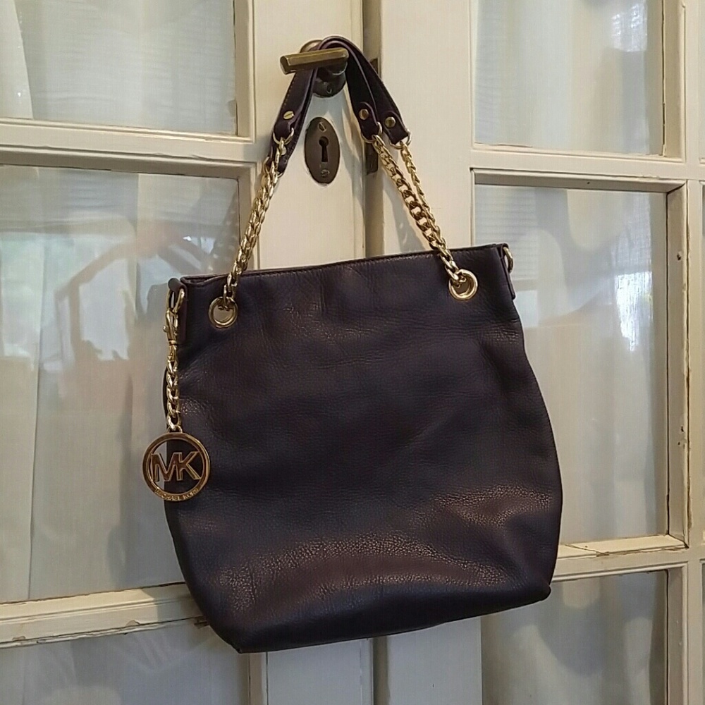 Purple Michael Kors leather tote