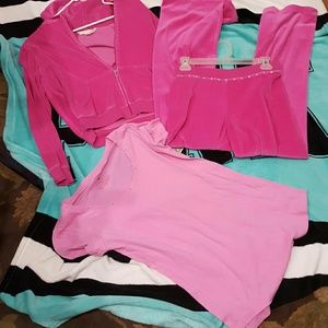 3PC VS PINK VELOUR STUDDED SET  MED HOODIE SMALL P