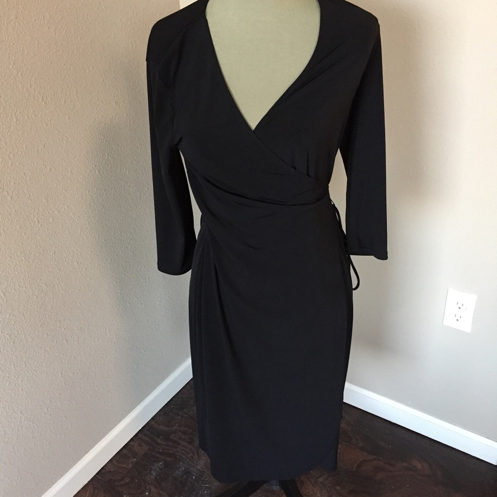 Boutique classic black wrap dress