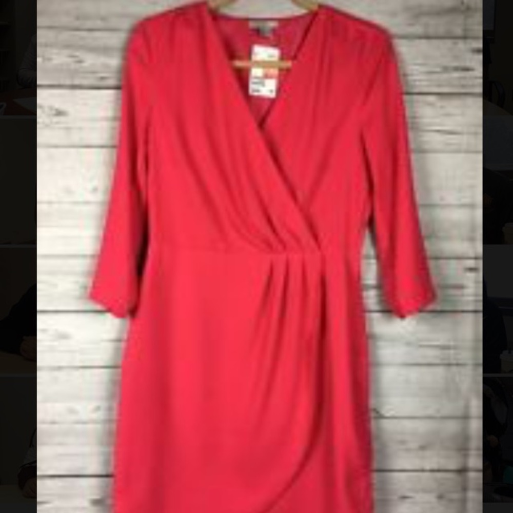 H&M pink faux wrap 3/4 sleeve dress