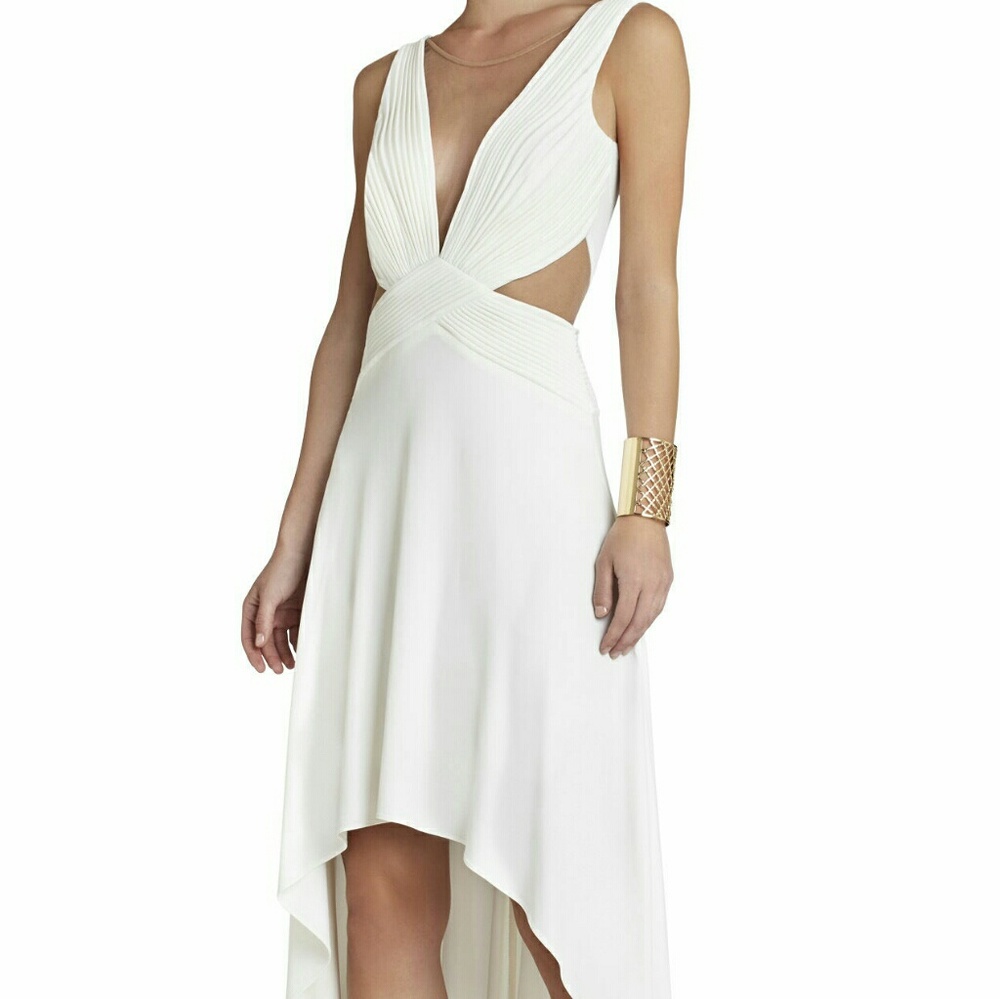 Beautiful BCBG cream colored high low maxi dress!