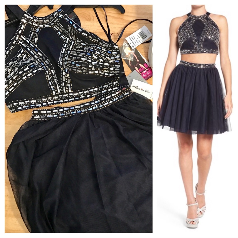 Embellished Two Piece Skater Dress