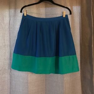 {J. Crew} Blue & Teal Color Block Skirt