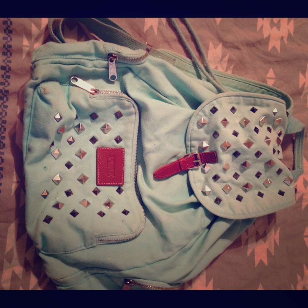 PINK turquoise studded backpack