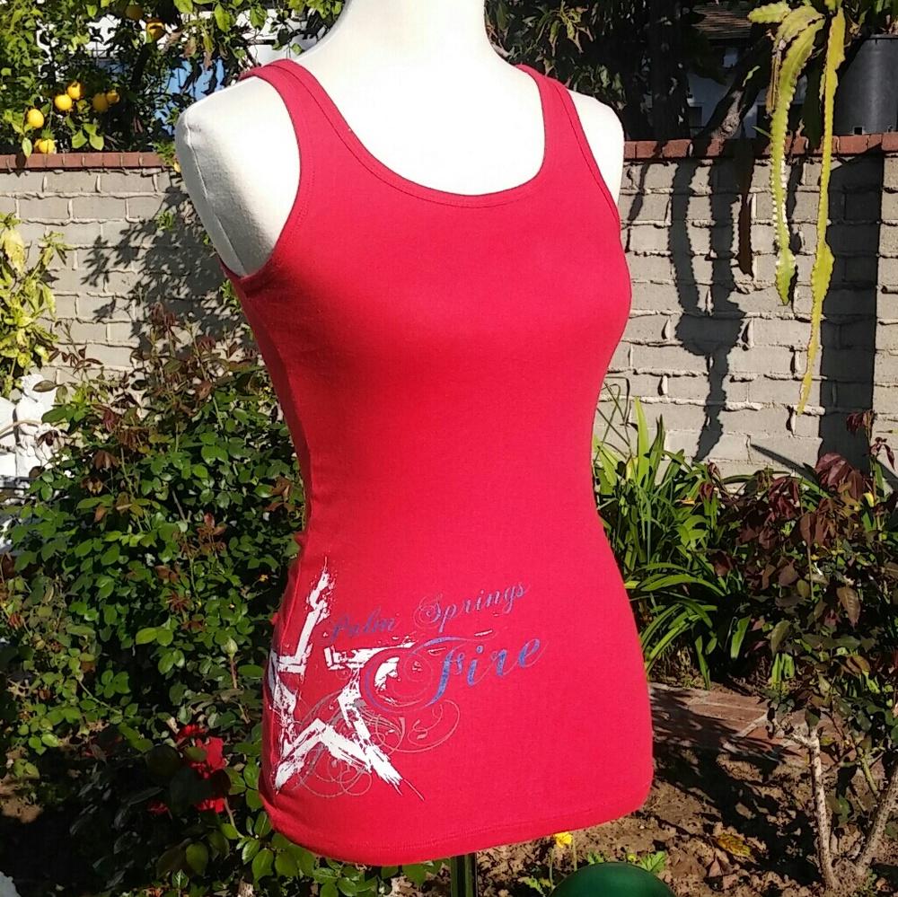 Red tank top. Palm Springs Fire Dept. EUC