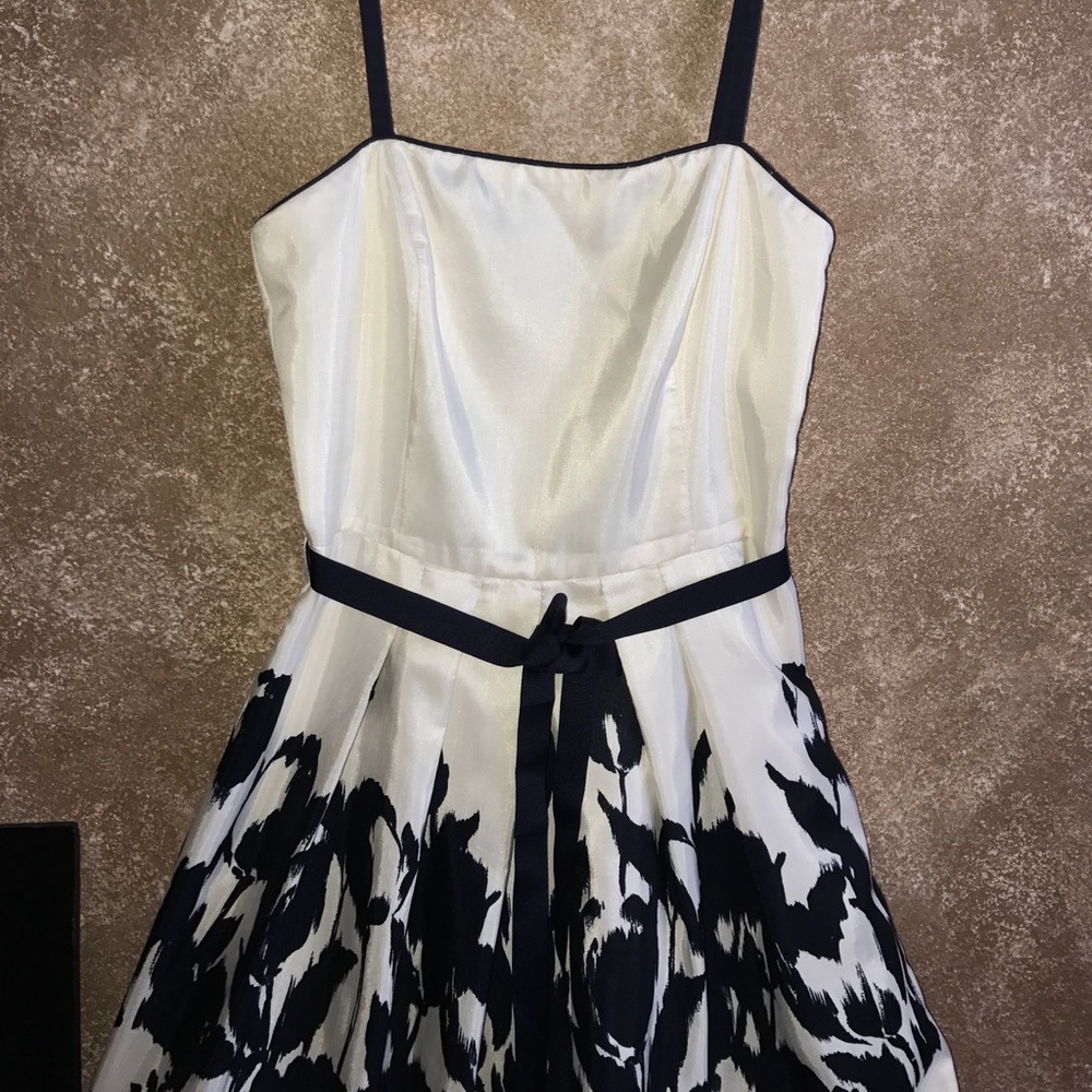 White and navy dress