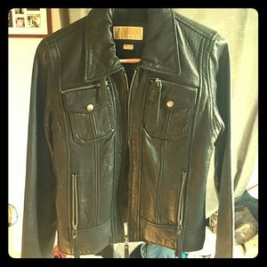 Black leather sports jacket