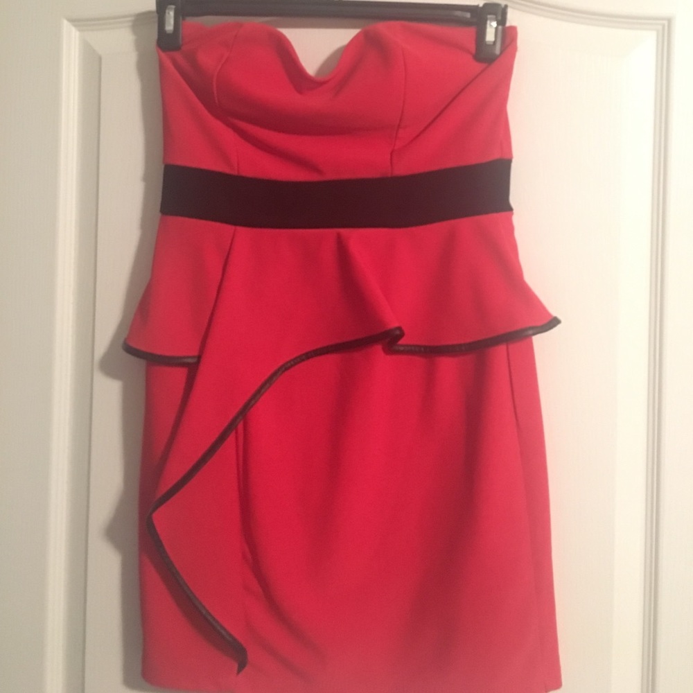 Strapless red/pink mini dress