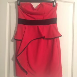 Strapless red/pink mini dress