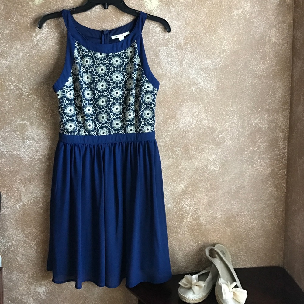 Blue embroidered dress