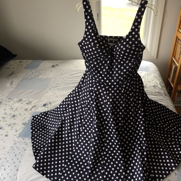 Cotton Navy blue & white polka dot dress - Picture 2 of 7