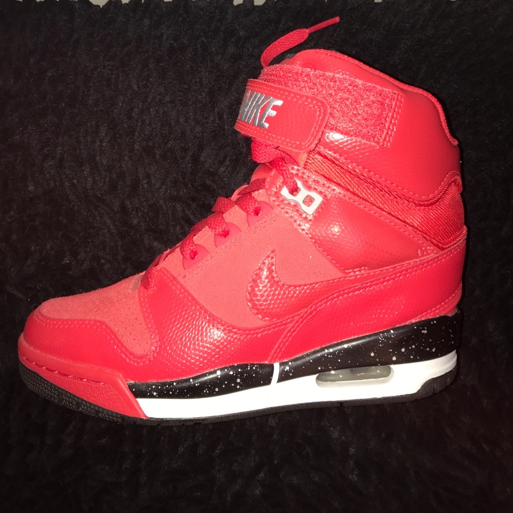 Nike red revolution sky hi wedge sneakers