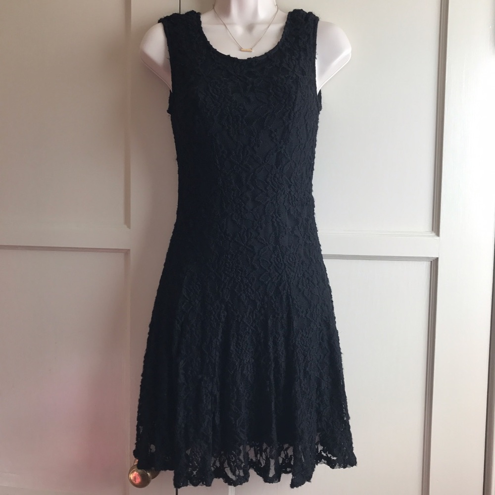 Black mid knee lace dress