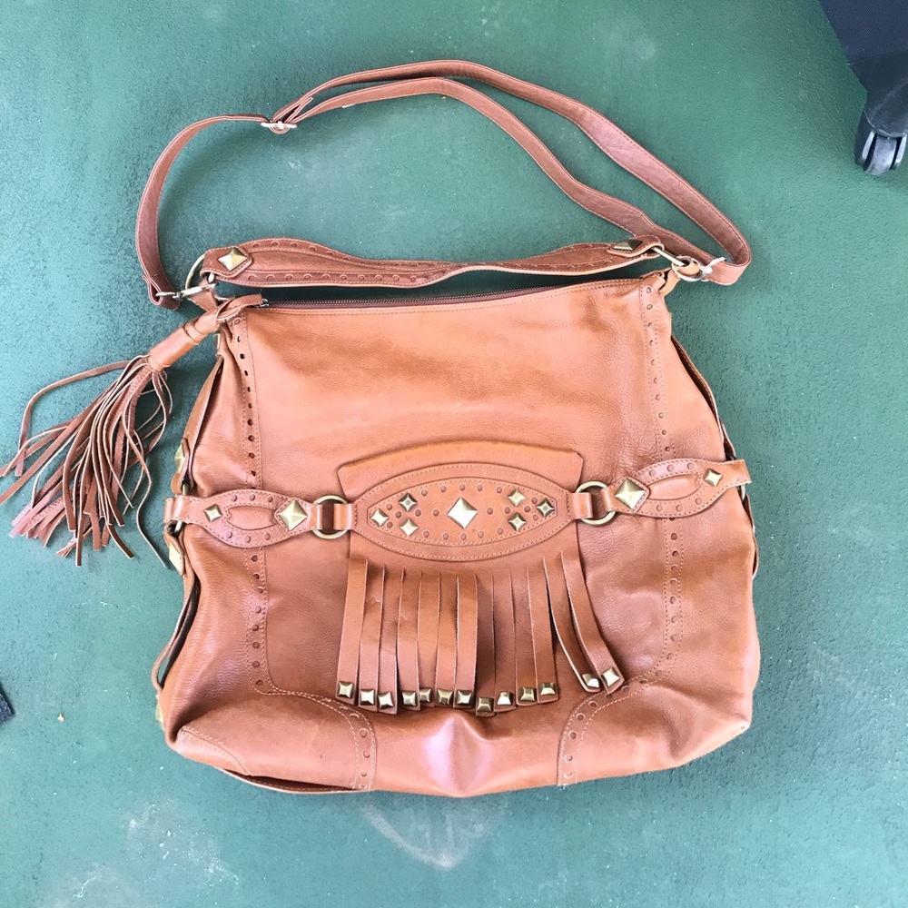 RARE Michael Kors Cognac Leather Fringe Bag