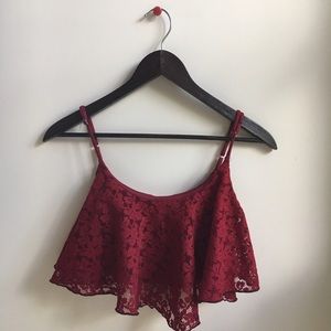 Maroon Lace Crop Top