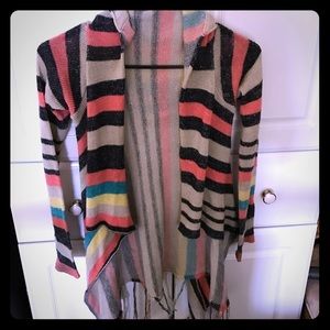 Girls striped kimono with fringe