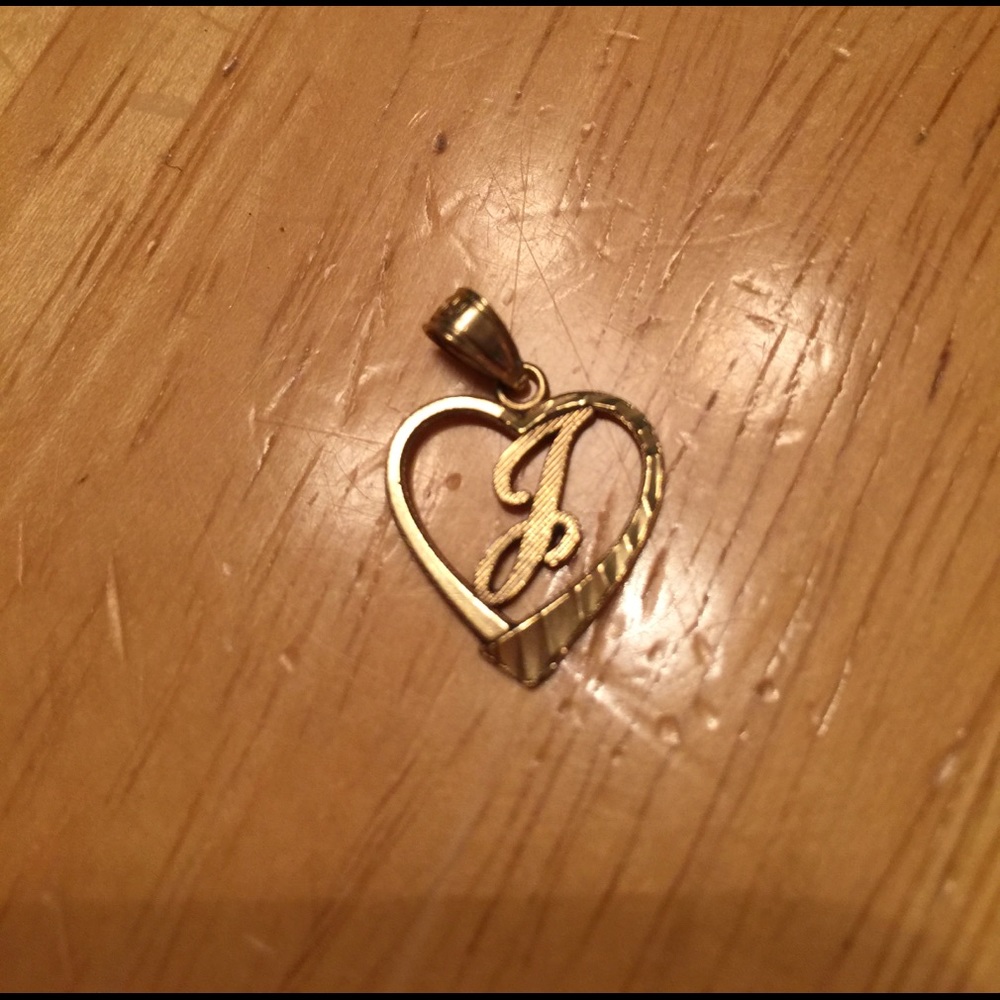 J gold necklace pendent
