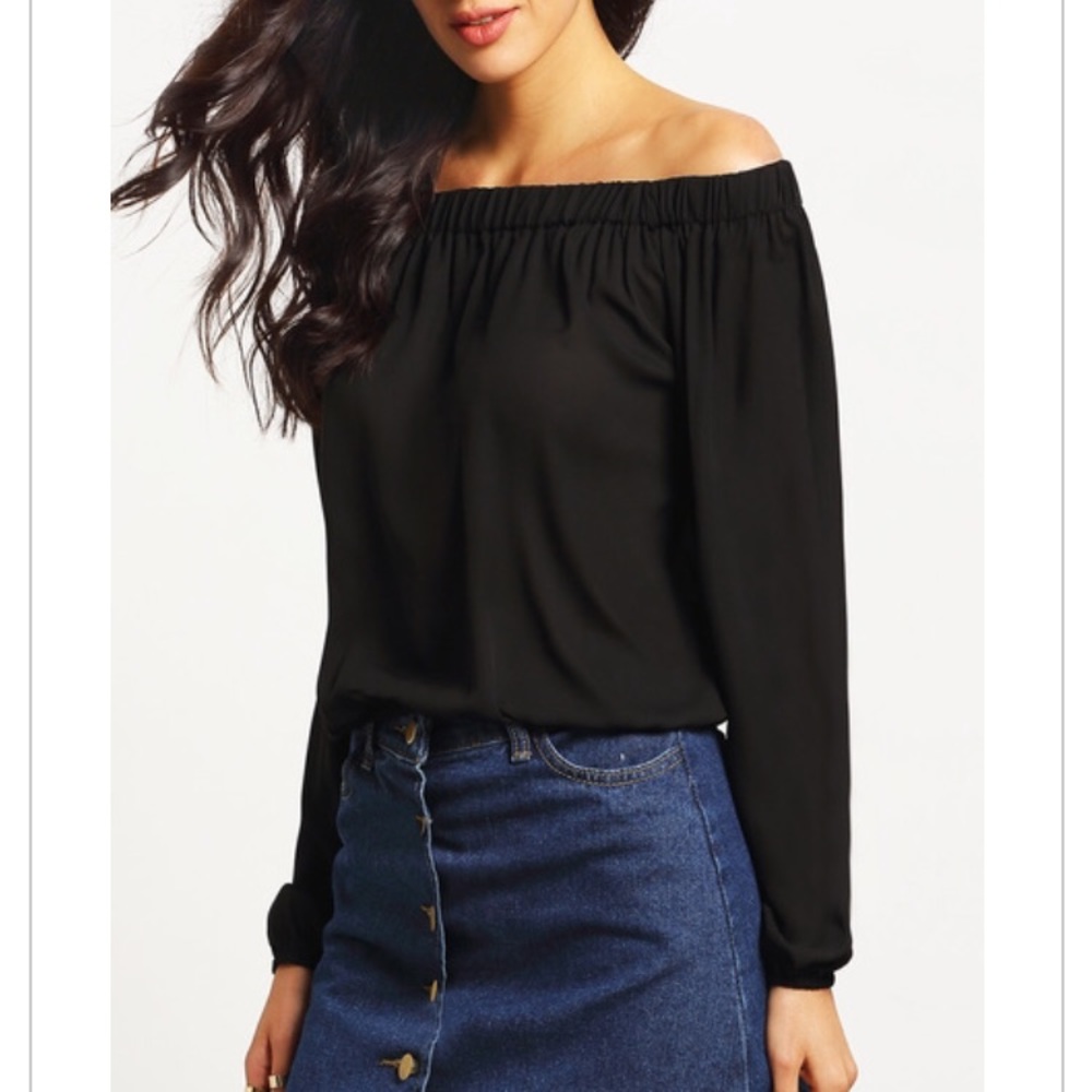 LAST 1 black open back off the shoulder top - Picture 4 of 4