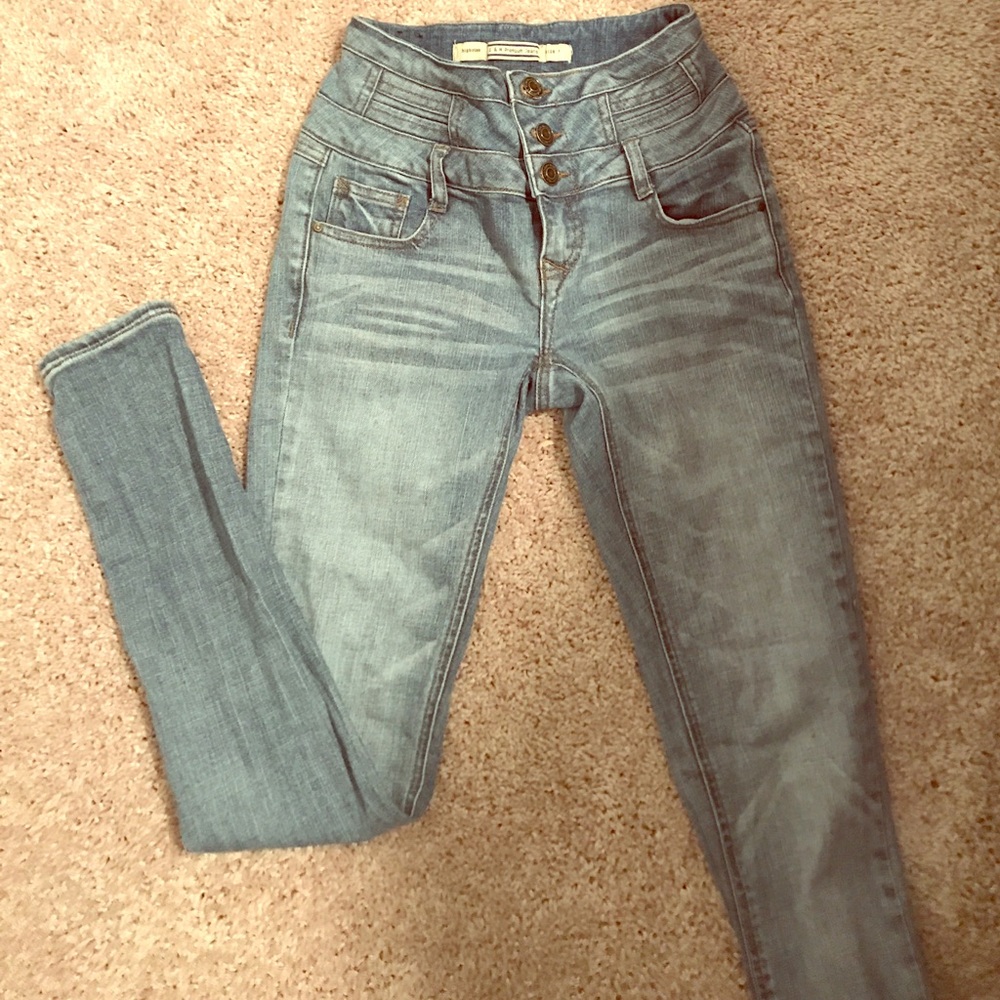 High waisted skinny jeans