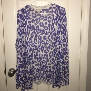 Loft purple animal print open front cardigan