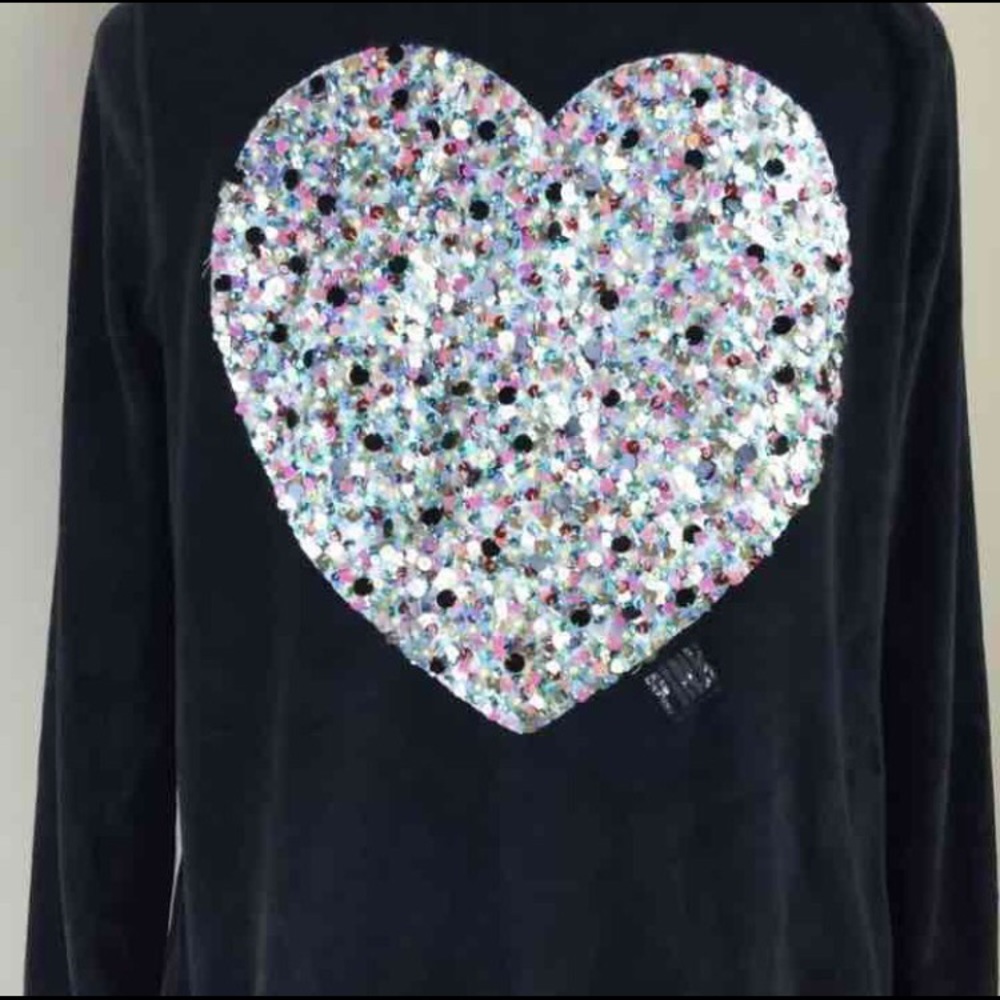 PINK Velour Bling Heart Fur Hoodie