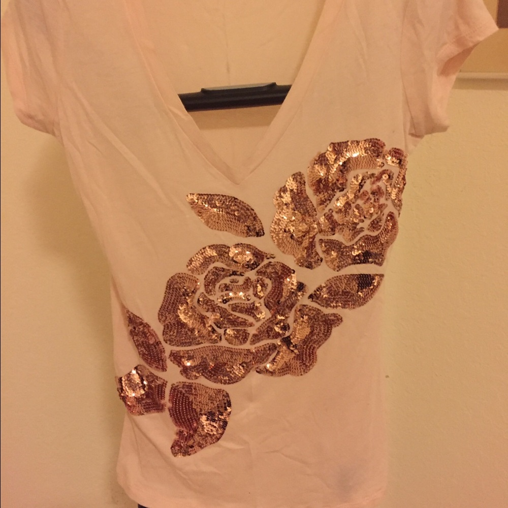 V neck flower sequin express top