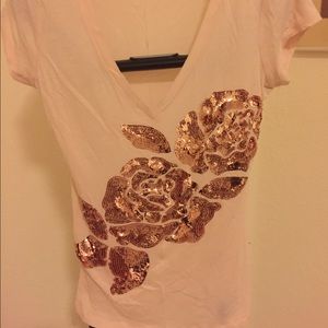 V neck flower sequin express top