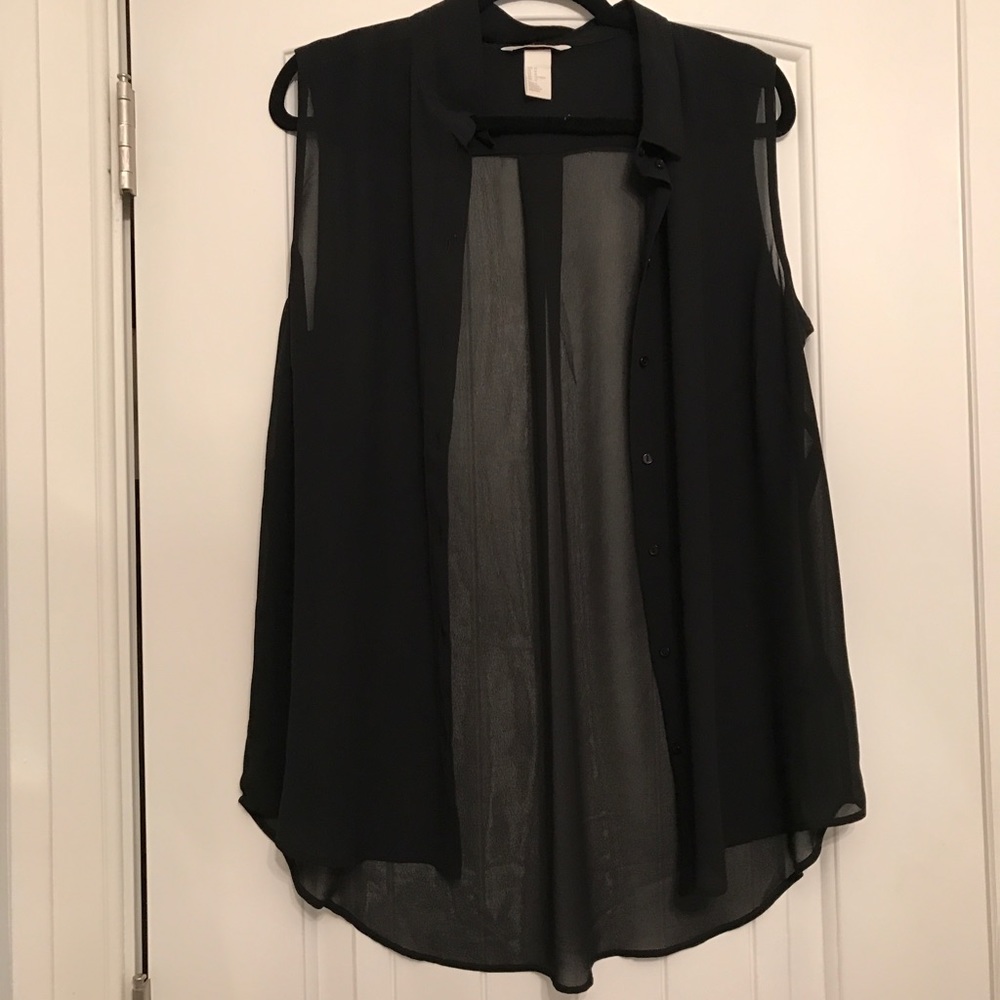 Black sheer sleeveless blouse