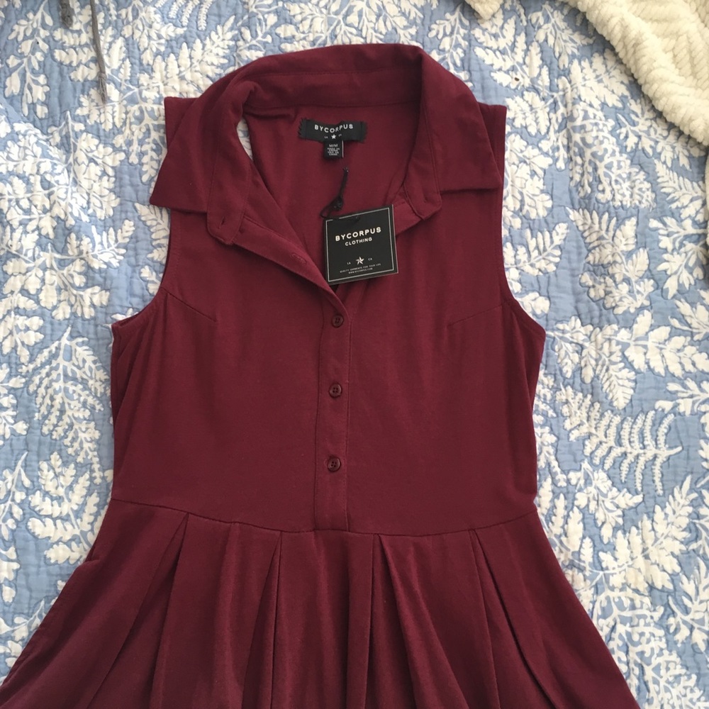 Urban Outfitters Bycorpus Burgundy Collar Dress