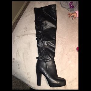 Faux Leather Knee High Boots