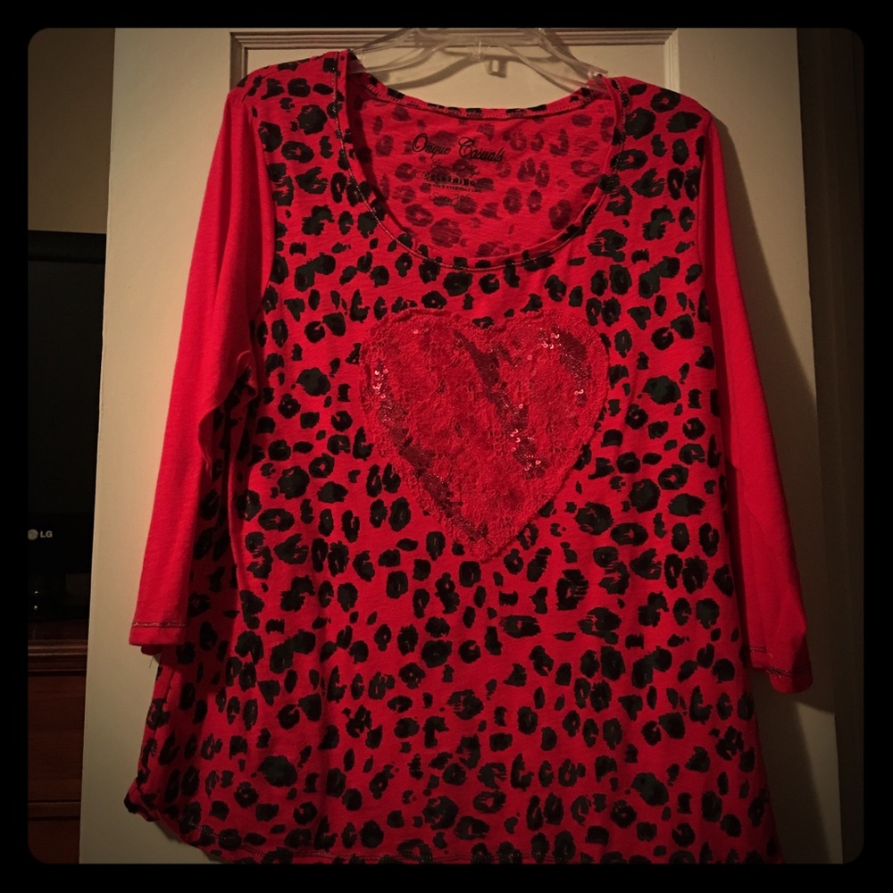 Cheetah pattern with sequin heart for Valentines