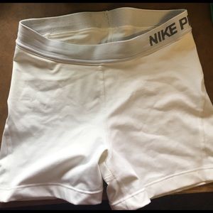 White nike pro shorts