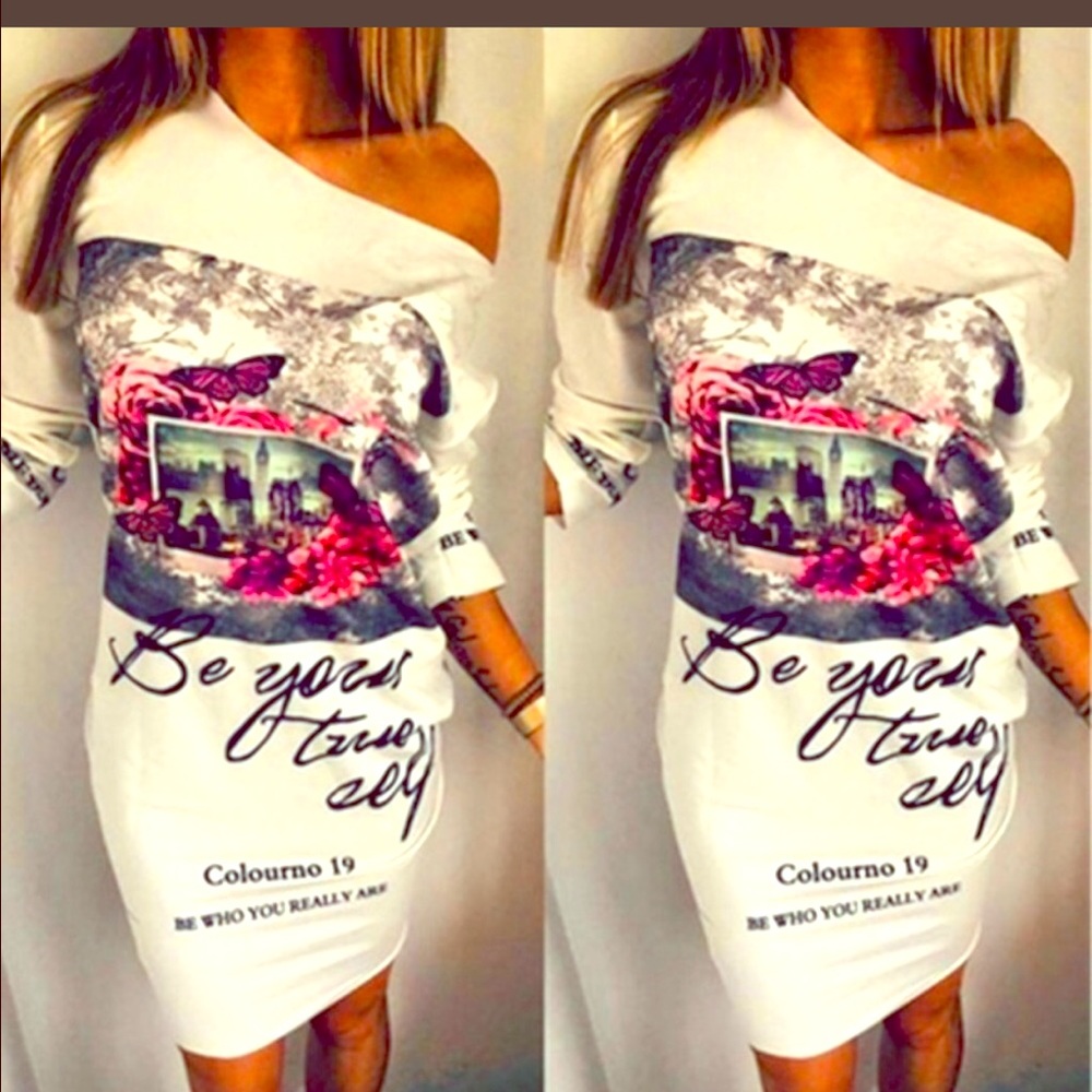 Mid thigh dress- with saying "Be Your True Self"