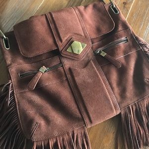 Rachel Zoe brown leather fringe purse