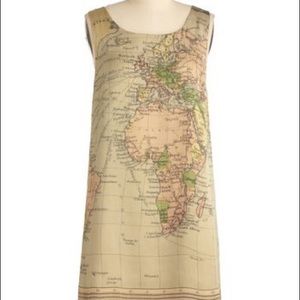 Beautiful map print dress with bow back detail