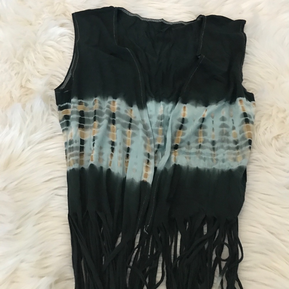 Final Sale Tie Dye Fringe Hippie Chic Vest - Picture 7 of 8