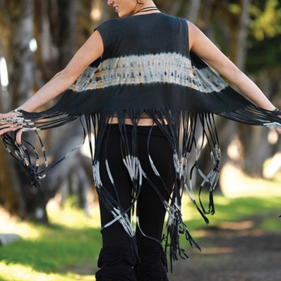 Final Sale Tie Dye Fringe Hippie Chic Vest - Picture 8 of 8