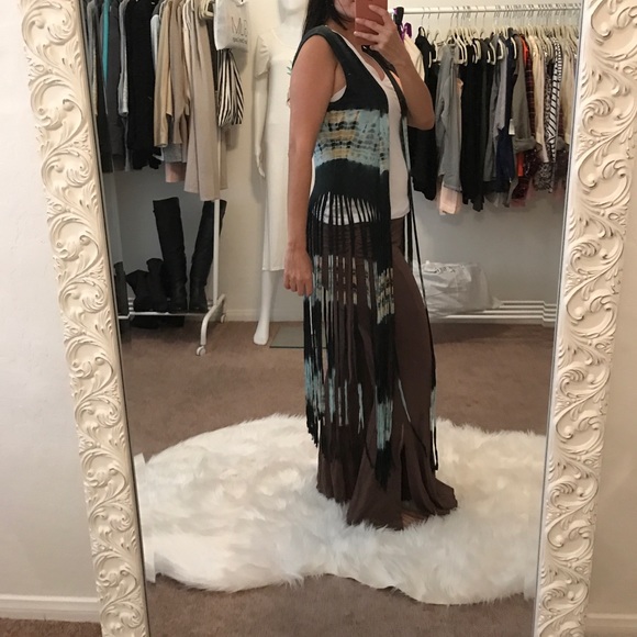Final Sale Tie Dye Fringe Hippie Chic Vest - Picture 5 of 8