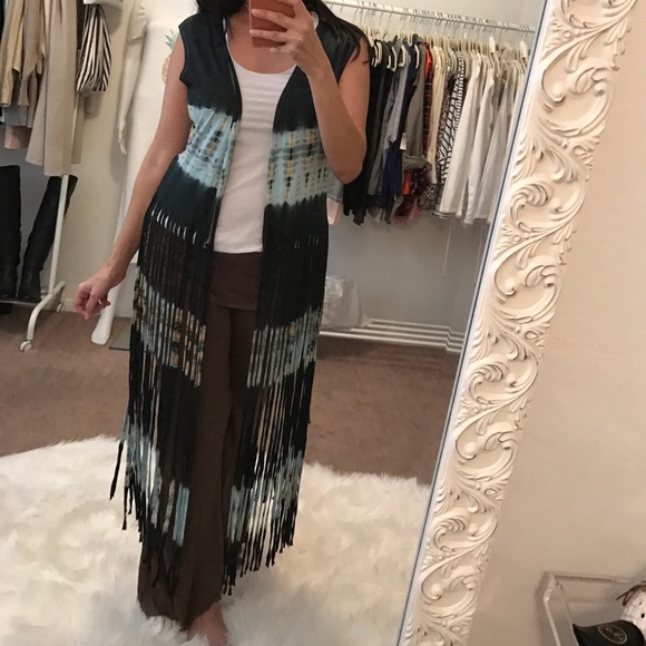 Final Sale Tie Dye Fringe Hippie Chic Vest - Picture 3 of 8
