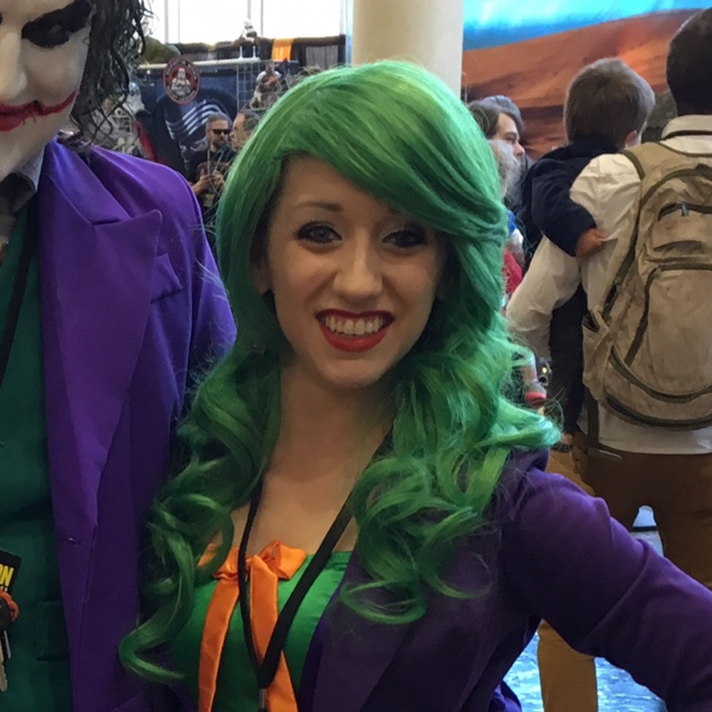 Green long curled wig